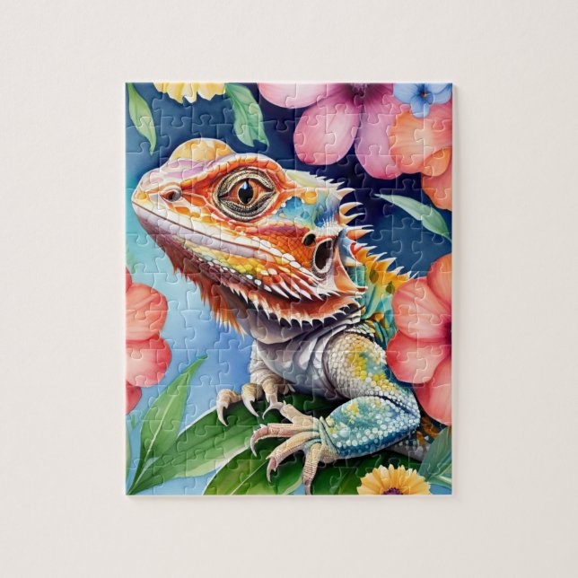 Bearded Dragon Lizard Family Pet Portrait Puzzle (Vertikal)