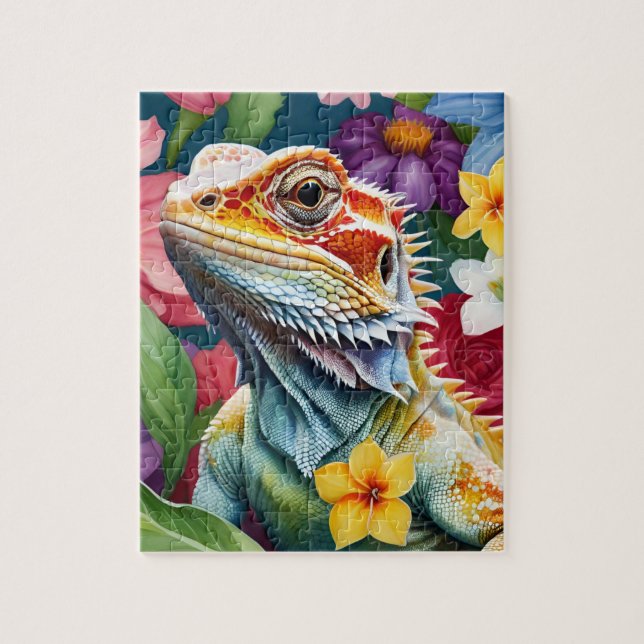 Bearded Dragon Lizard Family Pet Portrait Puzzle (Vertikal)