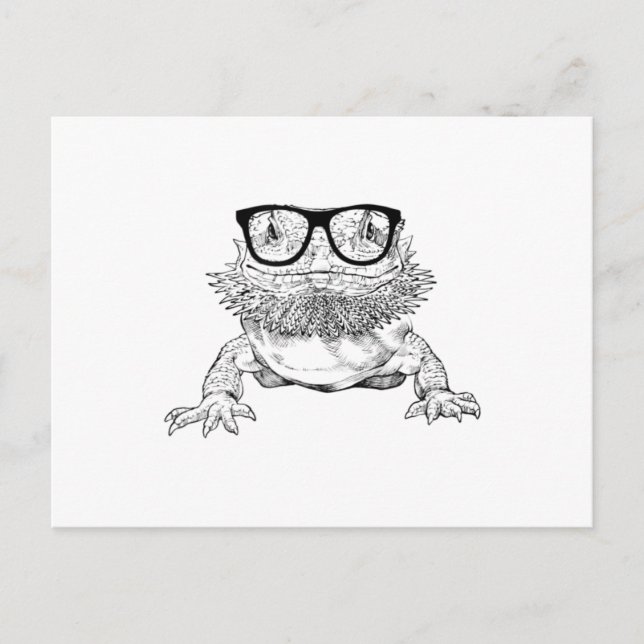 Bearded Dragon Nerdy Glasses Animal Ankündigungspostkarte (Vorderseite)
