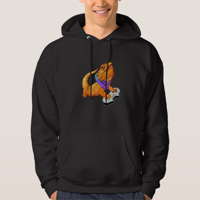 Bearded Dragon Playing Video Games  Gamer  Boy Men Hoodie (Vorderseite)