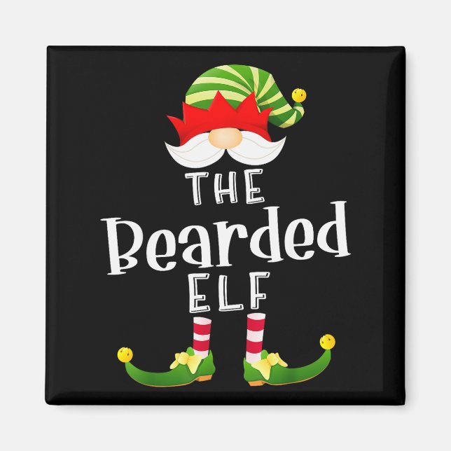 Bearded Elf Group Christmas Funny Pajama Party  Magnet (Vorne)