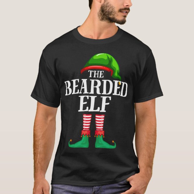 Bearded Elf Matching Familie Weihnachten Pajama T-Shirt (Vorderseite)
