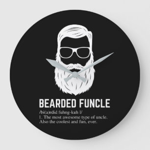 Bearded Funcle Funny Oncle Definition Große Wanduhr