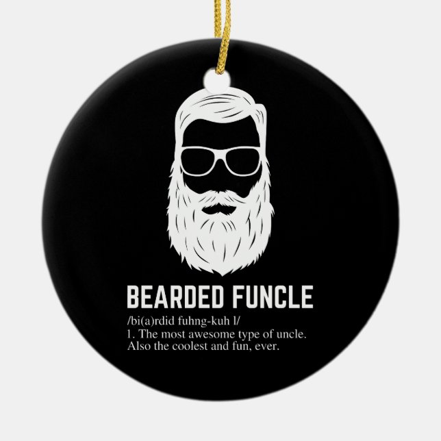 Bearded Funcle Funny Oncle Definition Keramik Ornament (Vorne)