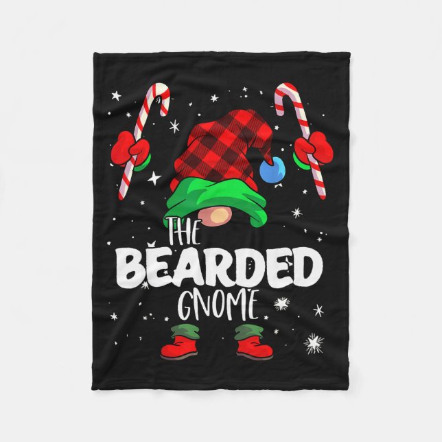 Bearded Gnome Red Buffalo Plaid Matching Family Ch Fleecedecke (Vorderseite)