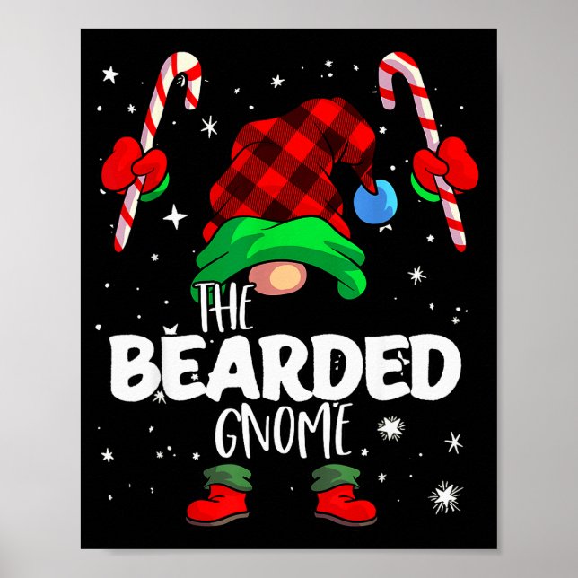Bearded Gnome Red Buffalo Plaid Matching Family Ch Poster (Vorne)