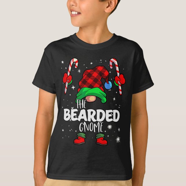 Bearded Gnome Red Buffalo Plaid Matching Family Ch T-Shirt (Vorderseite)