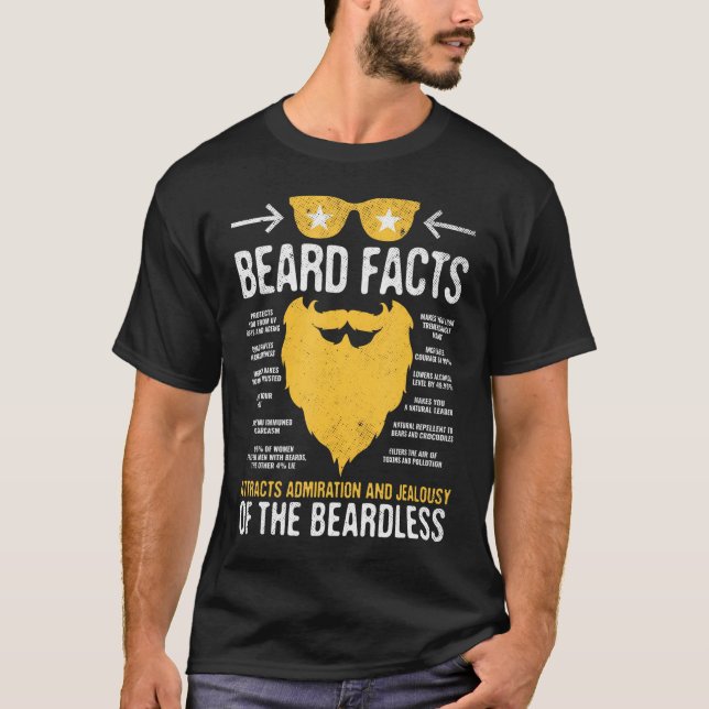 Bearded Man Funny Beard Fakten T-Shirt (Vorderseite)