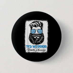Bearded Man T1d Krieger Typ 1 Diabetes Bewusstsein Button