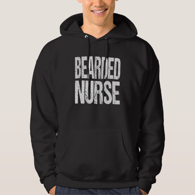 Bearded Nurse with Large Distressed Letters Men Hoodie (Vorderseite)
