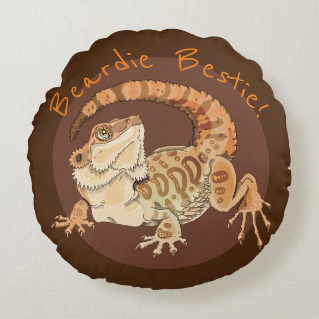 Beardie Bestie! Rundes Kissen (Vorderseite)