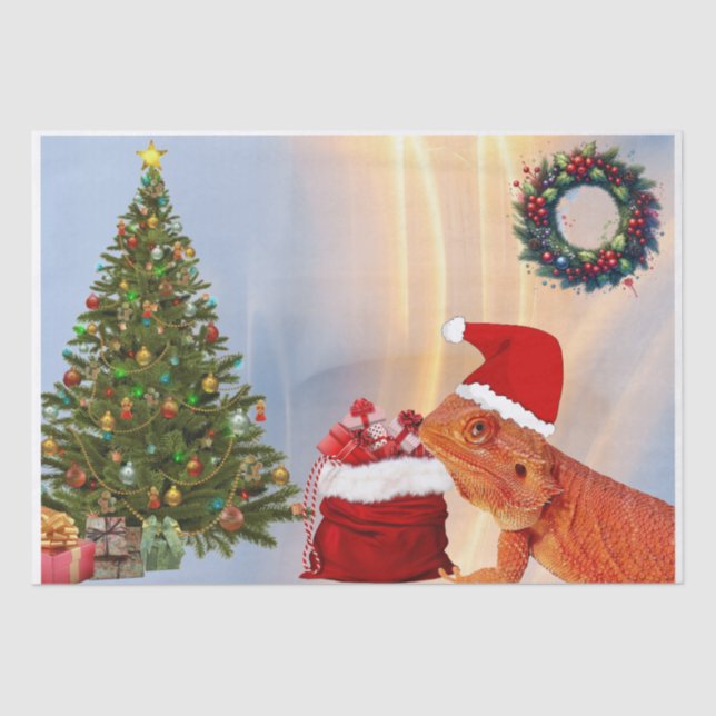 Beardie-Claus - Barted Dragon Santa Tissue Paper Seidenpapier (Vorderseite)