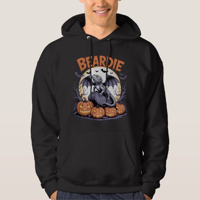 Beardie Halloween Moon Scene Hoodie (Vorderseite)