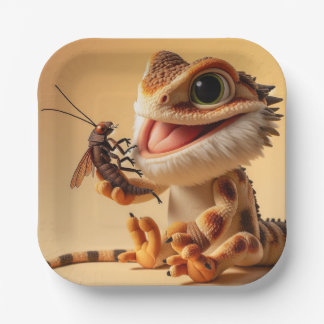 Beardie Num Num Plate Pappteller