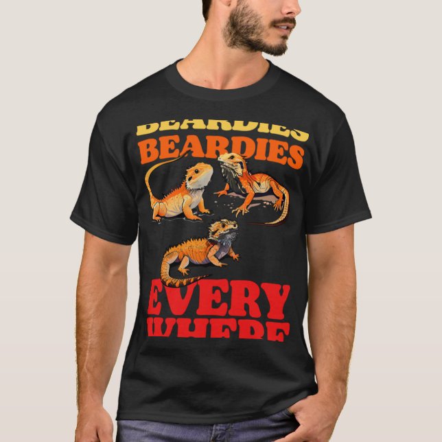 Beardies Beardies Everywhere  Bearded Dragon Pet L T-Shirt (Vorderseite)