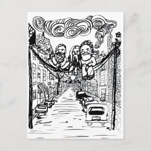 Beards auf einem Draht Postkarte