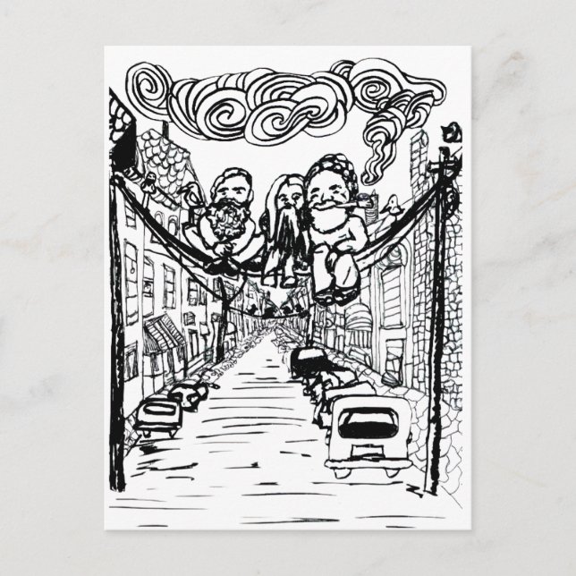 Beards auf einem Draht Postkarte (Vorderseite)