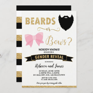 Beards oder Bows Gender Reveal Baby Shower Gold Einladung