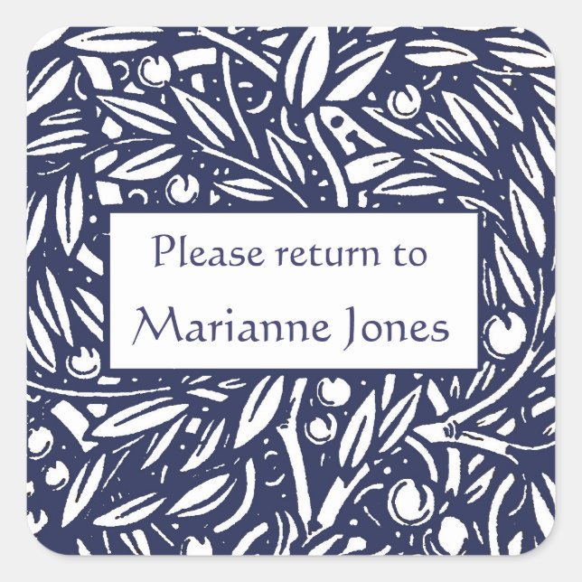 Beardsley Border Elegantes Buchzeichen Quadratischer Aufkleber (Vorderseite)