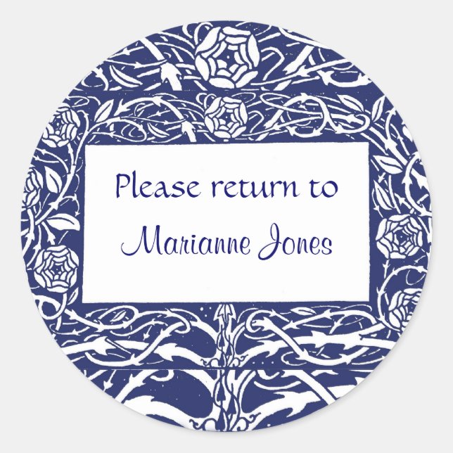 Beardsley Border Elegantes Buchzeichen Runder Aufkleber (Vorderseite)