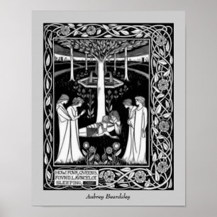 Beardsley Four Queens Lancelot Vintage Kunst Poster