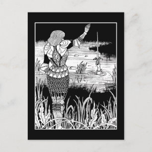 Beardsley Knight Excalibur Post Card Postkarte