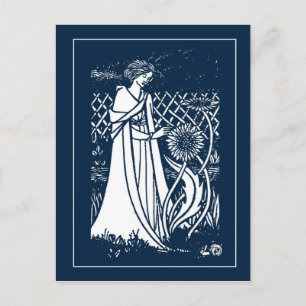 Beardsley Lady & Sonnenblumen Post Card Postkarte