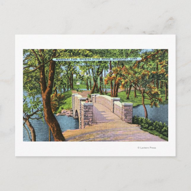Beardsley Park Blick auf die Stone Bridge Postkarte (Vorderseite)