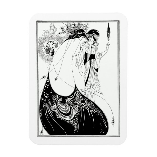 Beardsley Peacock Skirt Vintag Style Magnet (Vertikal)