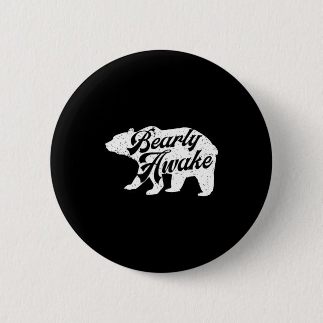 Bearly Awake Bear. Funny Bear Christmas Pajamas Gi Button (Vorderseite)