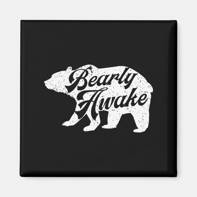 Bearly Awake Bear. Funny Bear Christmas Pajamas Gi Magnet (Vorne)
