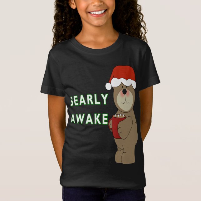 Bearly Awake Funny Bären Weihnachten Pajama Schlaf T-Shirt (Vorderseite)