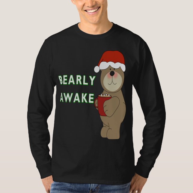 Bearly Awake Funny Bären Weihnachten Pajama Schlaf T-Shirt (Vorderseite)