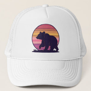 Bearly Awake - Funny Retro Bär Sunset Truckerkappe
