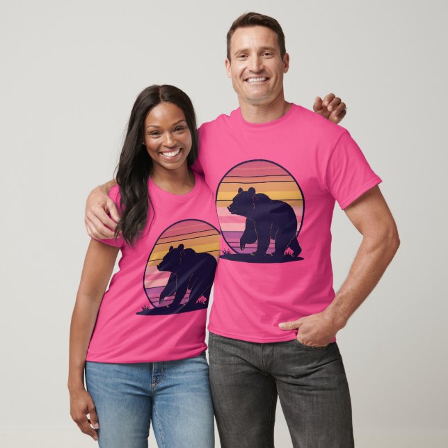 Bearly Awake - Funny Retro Bear Sunset Design T-Shirt (Unisex)