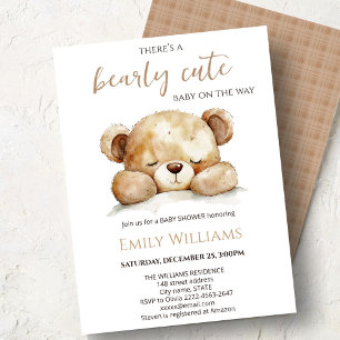 Bearly Cute Babyparty Neutral minimalist Einladung