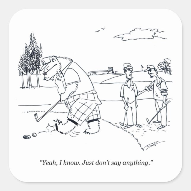 Bearly Golf Großquadratische Aufkleber (Vorderseite)