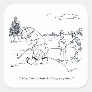 Bearly Golf Großquadratische Aufkleber