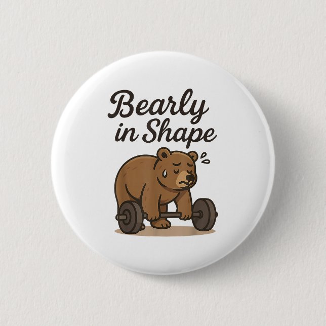 Bearly is Shape - Weichteilen Bären Workout Gym L Button (Vorderseite)