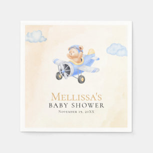 Bearly Wait Baby Shower, fliegender Bär Aquarell Serviette