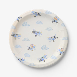 Bearly Wait Baby Shower Fliegender Bär & Wolke Pappteller