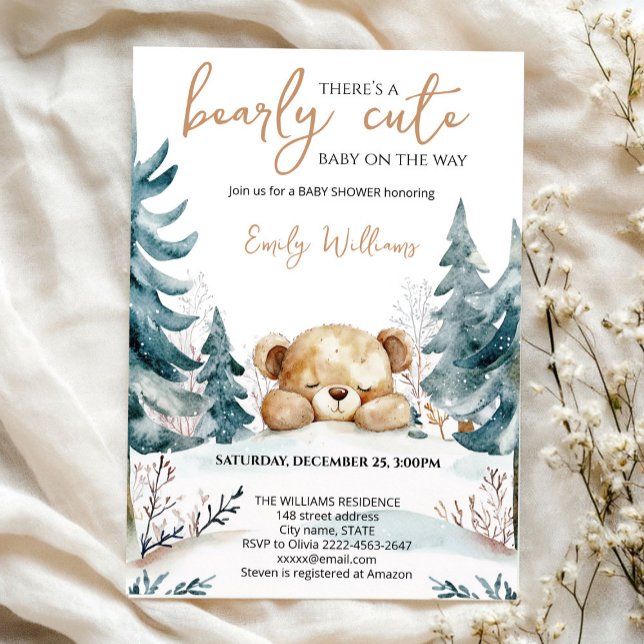 Bearly Wait Baby Shower Invitation | Woodland Bear Einladung (Von Creator hochgeladen)