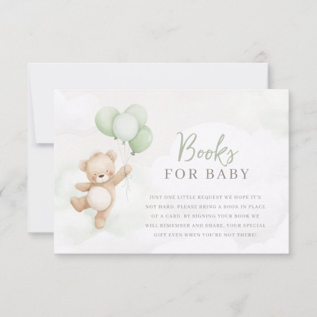 Bearly Wait Baby Shower Sage Bear Books For Baby Einladung (Vorderseite)