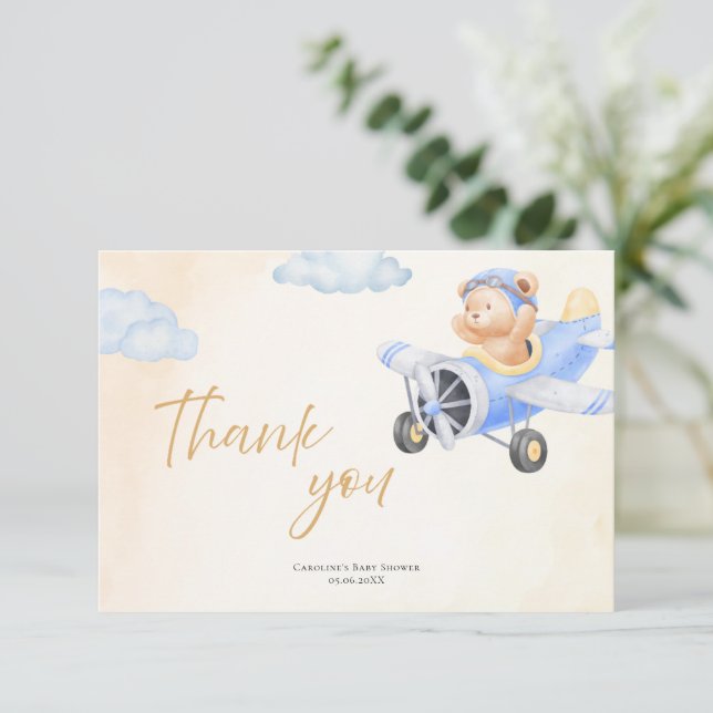 Bearly Wait Baby Shower Thank You Card  Dankeskarte (Stehend Vorderseite)