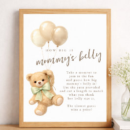 Bearly Wait Baby Shower Wie groß ist Mamas Bauch Poster