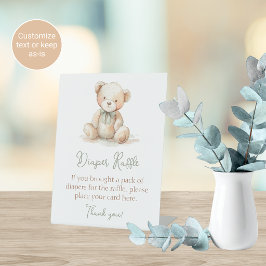 Bearly Wait Baby Shower Windel-Raffle-Tischschild Sockelschild