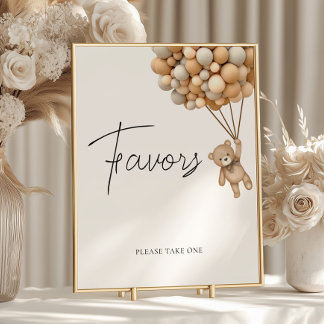 Bearly Wait Balloon Baby Shower Favorit Sign Poster