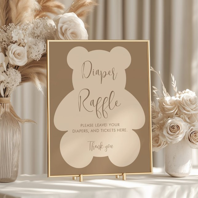 Bearly Wait Beige Baby Shower Windel-Raffle Poster (Von Creator hochgeladen)