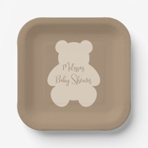 Bearly Wait Beige Teddybär-Baby-Party Pappteller