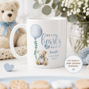 Bearly Wait Blauer Teddybär Baby Shower Kaffeetass Kaffeetasse